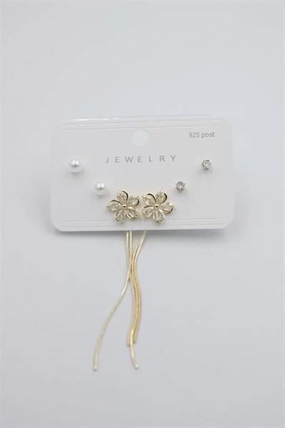 Çoklu Set Küpe - Altın