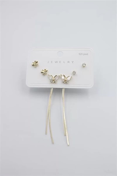 Çoklu Set Küpe - Altın