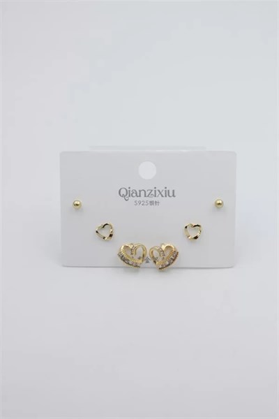 Çoklu Set Küpe - Altın