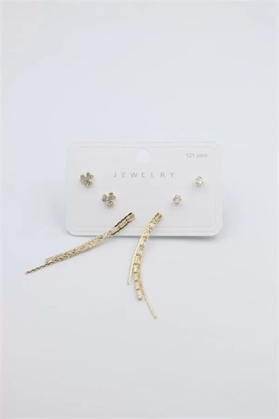 Çoklu Set Küpe - Altın