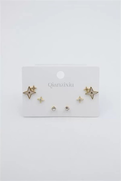 Çoklu Set Küpe - Altın