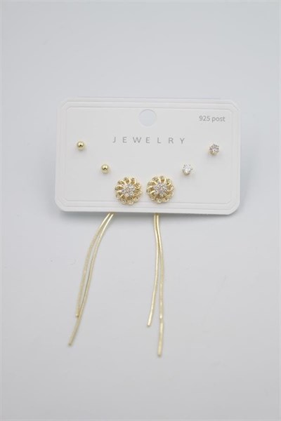 Çoklu Set Küpe - Altın