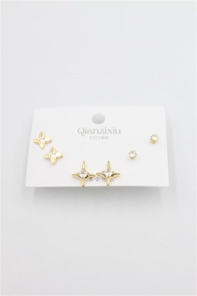 Çoklu Set Küpe - Altın