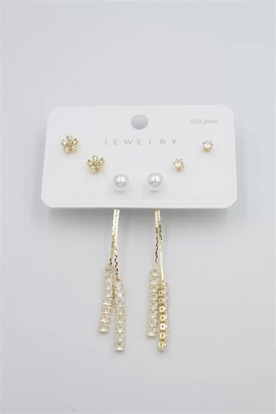 Çoklu Set Küpe - Altın