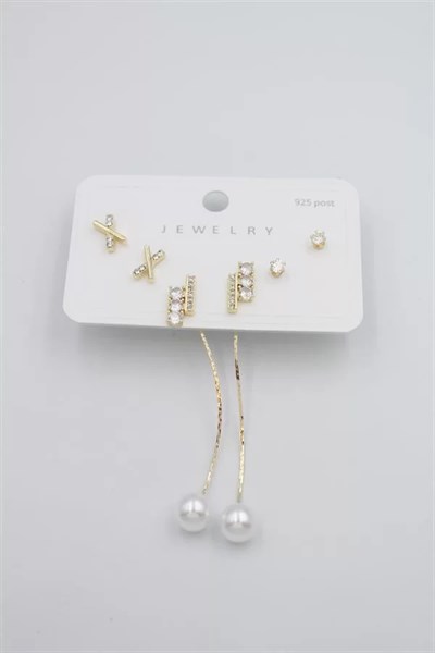 Çoklu Set Küpe - Altın