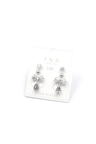 Çoklu Taşlı Küpe - Gümüş