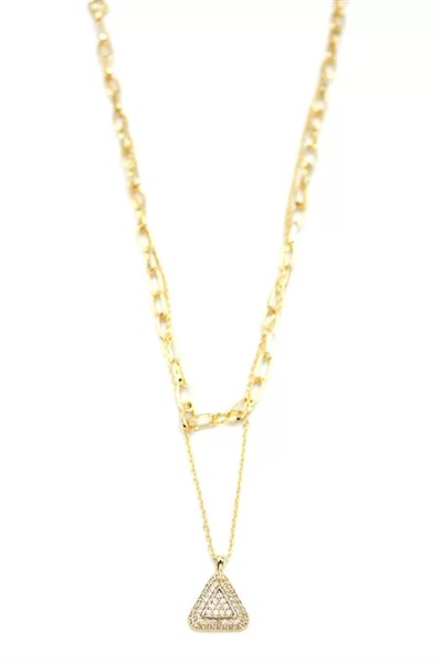 Çoklu Üçgen Kolye - Altın