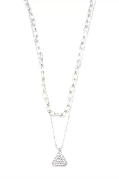 Çoklu Üçgen Kolye - Gümüş