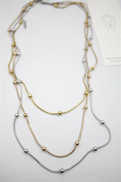 Çoklu Zincir Toplu Çelik Kolye - ÇOK RENKLİ