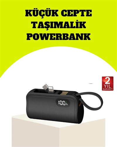 Dahili Type-C Konektörlü Mini 2000mAh Powerbank