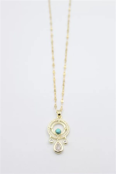 Damla Taşlı Kolye - Altın