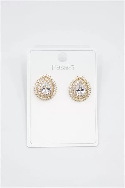 Damla Taşlı Küpe - Altın