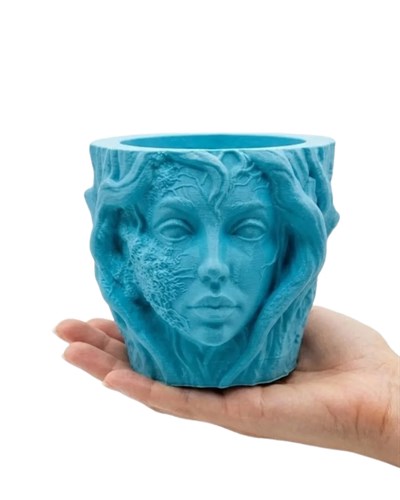 Dekoratif 3D Kadın Yüzü Ağaç Tasarımlı Saksı Vazo Modern Ev Dekoru