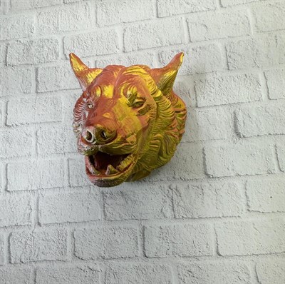 Dekoratif Altın Gold Kurt Duvar Heykeli Asılabilir Hediyelik 25x19 cm