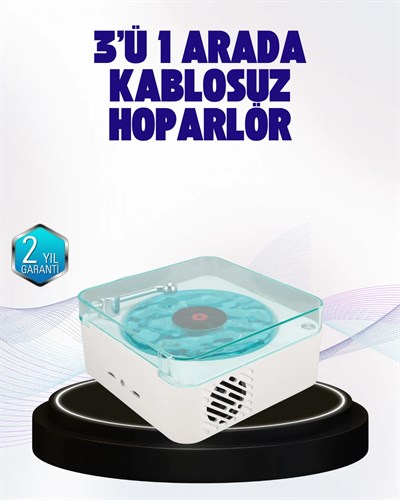 Dekoratif Gece Işıklı Bluetooth Hoparlör – Zaman ve Pil Ekranlı