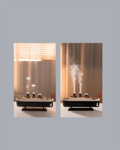 Dekoratif Gemi Modeli 7 Renk Işıklı Hava Nemlendirici ve Oda Kokusu Difüzörü