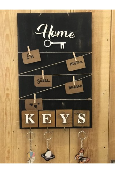 Dekoratif Home Keys Ahşap Resimlik ve Notluk