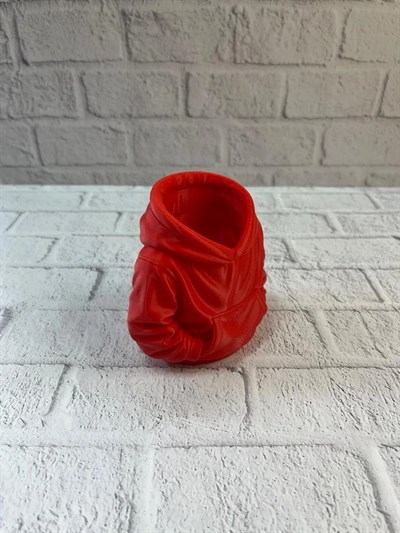 Dekoratif Kırmızı Hoodie Kalemlik 10x10 cm
