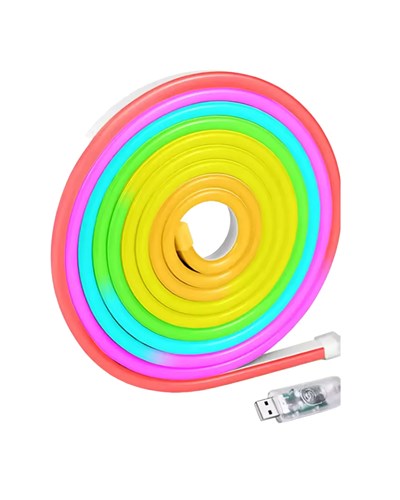 Dekoratif RGB LED Şerit Neon Işık 3 Metre Su Geçirmez Uzaktan Kumandalı Ortam Aydınlatması