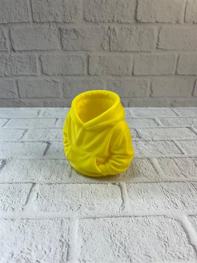 Dekoratif Sarı Hoodie Kalemlik 10x10 cm