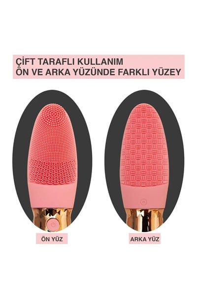 Derin Gözenek Temizliği İçin İnce Kaba Silikon Uçlu Elektrikli Yüz Temizleme Fırçası