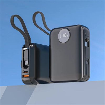 Dexim CZ04 45W PD Dahili Lightning& Type-C Kablolu 10000 Mah Powerbank