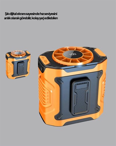 Dijital Ekranlı Turbo Mini Fan – 3 Kademeli Hız, Sessiz Çalışma ve Type-C Şarj
