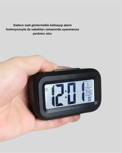Dijital Masa Saati Sensörlü Aydınlatmalı Alarm ve Sıcaklık Ölçerli