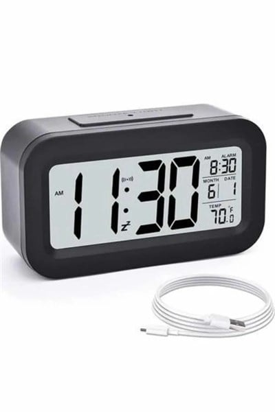 Dijital Masa Saati Takvim Çalar Saat Alarmlı Işıklı Led Ekran Pilli