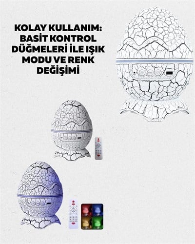 Dinozor Yumurtası Tasarımlı Gece Lambası – Müzik ve Işık Senkronizasyonlu