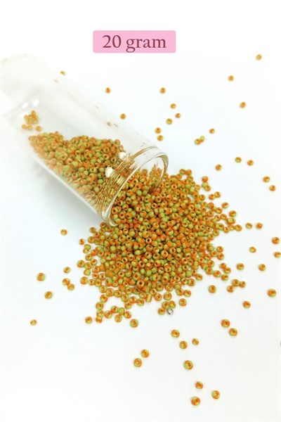 Dökme Cam Kum Boncuk (11/0) 2 mm - 20 Gram -  Sarı Turuncu - BNC031