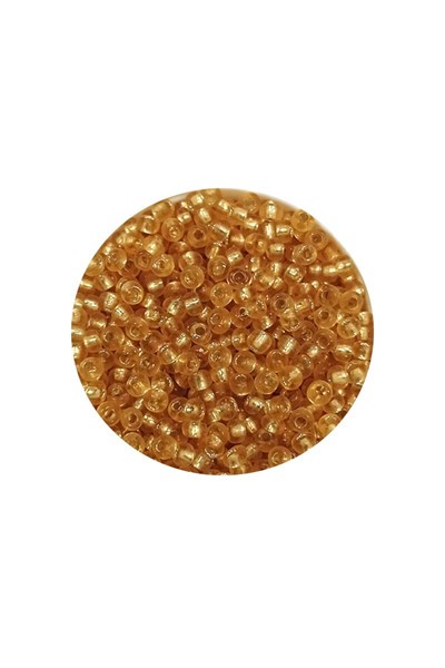Dökme Cam Kum Boncuk (11/0) 2 mm - 20 Gram -  Şeffaf Altın - BNC027