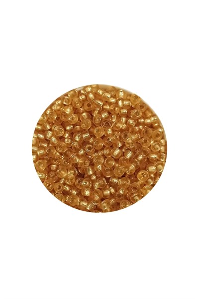 Dökme Cam Kum Boncuk (11/0) 2 mm - 20 Gram -  Şeffaf Altın - BNC027