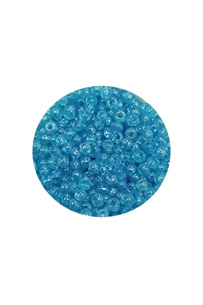 Dökme Cam Kum Boncuk (11/0) 2 mm - 20 Gram -  Şeffaf Camgöbeği - BNC023