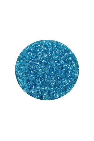Dökme Cam Kum Boncuk (11/0) 2 mm - 60 Gram -  Şeffaf Koyu Camgöbeği - BNC061