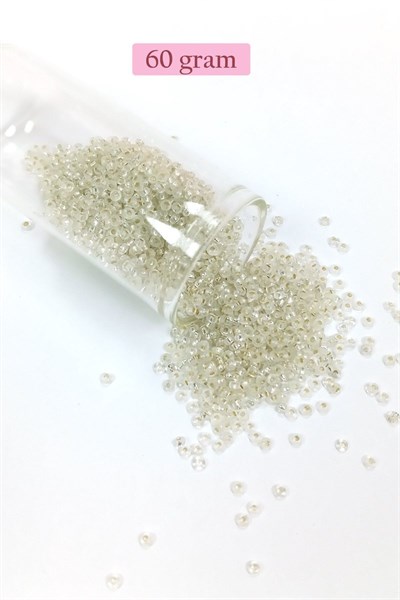 Dökme Cam Kum Boncuk (11/0) 2 mm - 60 Gram -  Şeffaf - BNC069