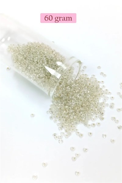Dökme Cam Kum Boncuk (11/0) 2 mm - 60 Gram -  Şeffaf - BNC069