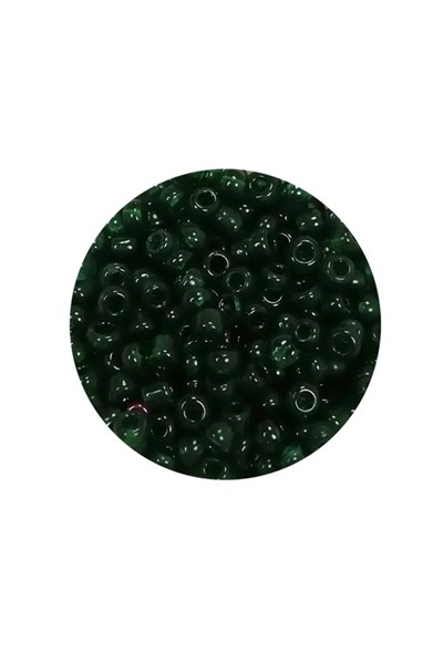 Dökme Cam Kum Boncuk (8/0) 3 mm - 20 Gram - Şeffaf Koyu Yeşil - BNC155