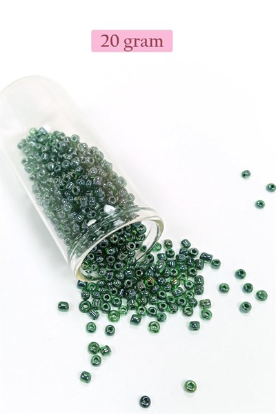Dökme Cam Kum Boncuk (8/0) 3 mm - 20 Gram - Parlak Yeşil - BNC162