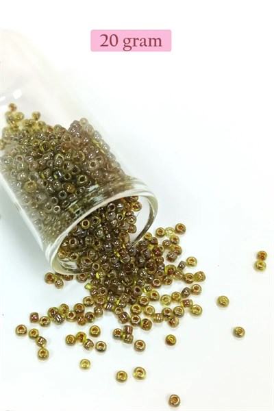 Dökme Cam Kum Boncuk (8/0) 3 mm - 20 Gram - Yeşil Siyah - BNC182