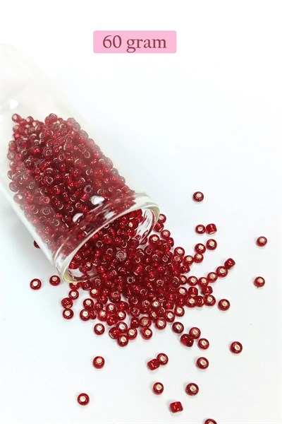 Dökme Cam Kum Boncuk (8/0) 3 mm - 60 Gram - Koyu Kırmızı - BNC224