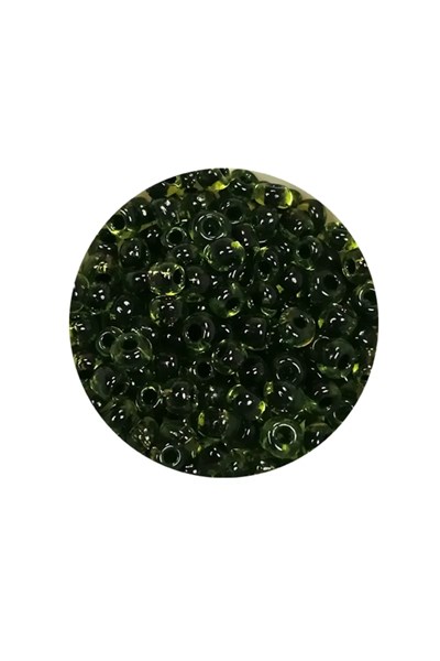 Dökme Cam Kum Boncuk (8/0) 3 mm - 60 Gram - Şeffaf Yeşil Siyah - BNC220