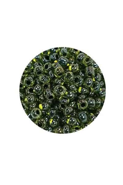 Dökme Cam Kum Boncuk (8/0) 3 mm - 60 Gram - Şeffaf Alacalı Yeşil - BNC212