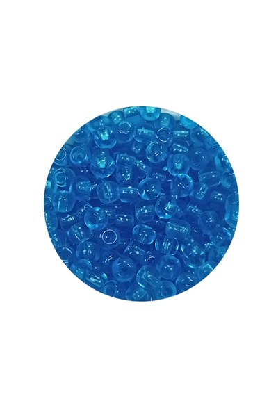 Dökme Cam Kum Boncuk (8/0) 3 mm - 60 Gram - Şeffaf Deniz Mavi - BNC221