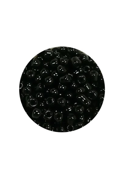 Dökme Cam Kum Boncuk (8/0) 3 mm - 60 Gram - Parlak Siyah - BNC211