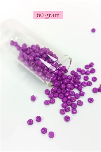 Dökme Cam Kum Boncuk Büyük Boy (6/0) 4 mm - 60 Gram - Koyu Eflatun - BNC123