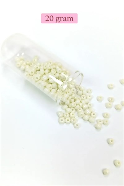 Dökme Cam Kum Boncuk Büyük Boy (6/0) 4 mm - 20 Gram - Krem - BNC071