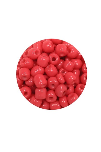 Dökme Cam Kum Boncuk Büyük Boy (6/0) 4 mm - 20 Gram - Açık Kırmızı - BNC089