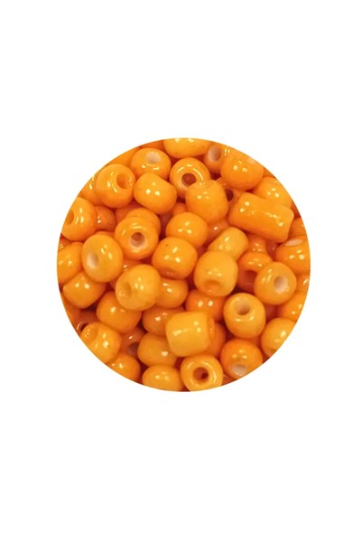 Dökme Cam Kum Boncuk Büyük Boy (6/0) 4 mm - 60 Gram - Açık Turuncu - BNC131