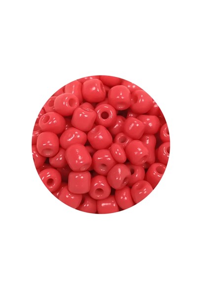 Dökme Cam Kum Boncuk Büyük Boy (6/0) 4 mm - 20 Gram - Açık Kırmızı - BNC089
